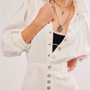 Free People Stylish White Button-Up Dress